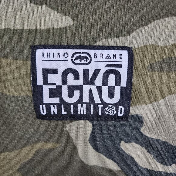 Mens Ecko Unltd Green Camouflage Fleece Hoodie Jacket Full Zip Long Sleeve L - Picture 5 of 13